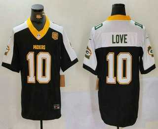 Men%27s Green Bay Packers #10 Jordan Love Black 2024 FUSE 13 Time World Champions Vapor Limited Stitched Jersey->detroit lions->NFL Jersey